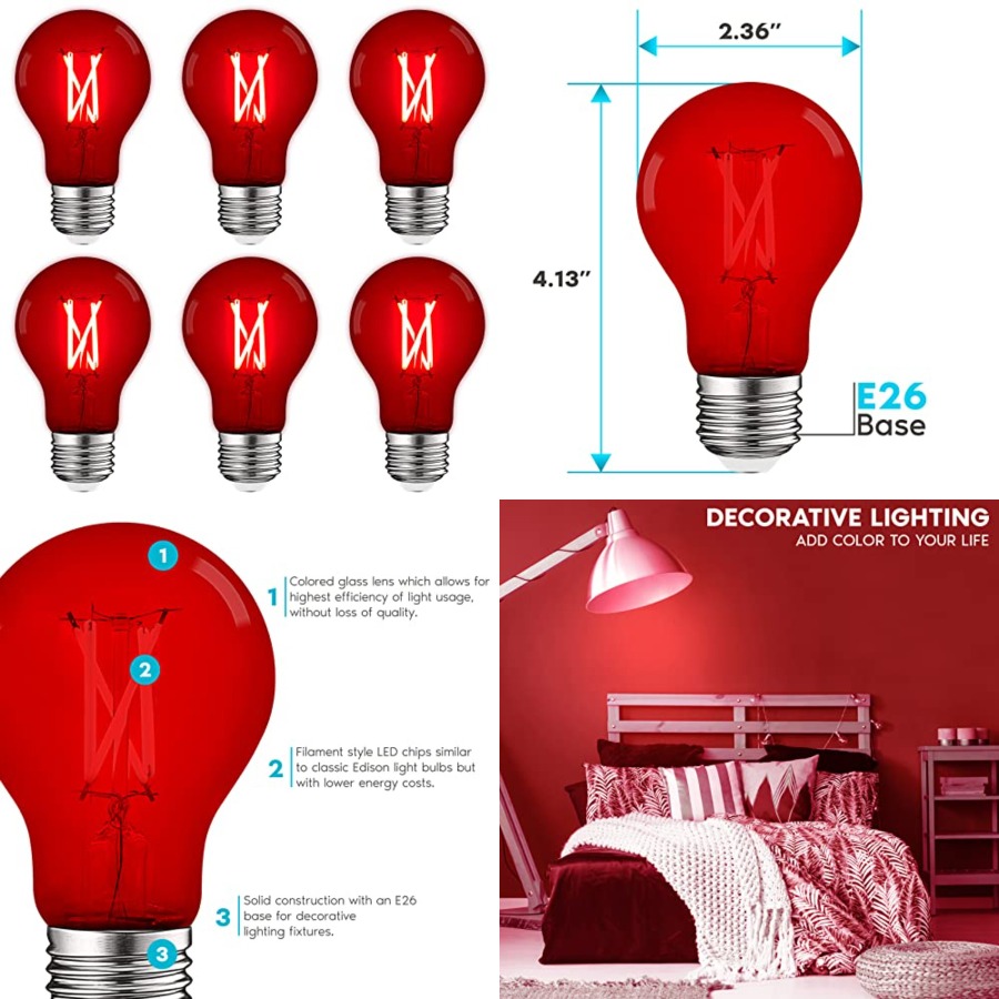 Outdoor Lighting And Decor - A19 Edison LED Light Bulbs, 4.5W