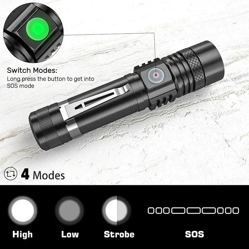 Rechargeable T6 Handheld Flash - Outdoor Lighting Beacon recension och pris