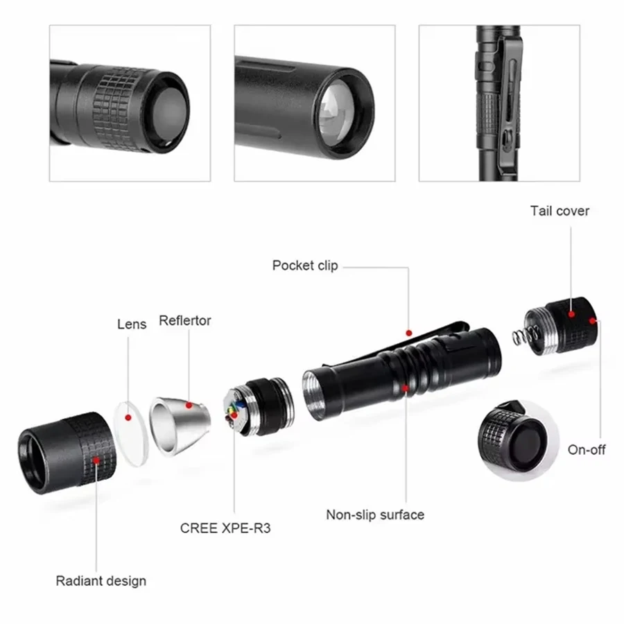 Mini Portable LED Flashlight P - Outdoor Lighting Beacon recension och pris
