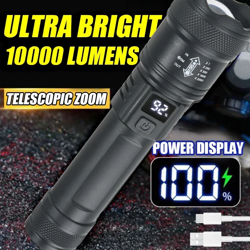 9900LM Powerful LED Flashlight - Outdoor Lighting Battery Operated recension och pris