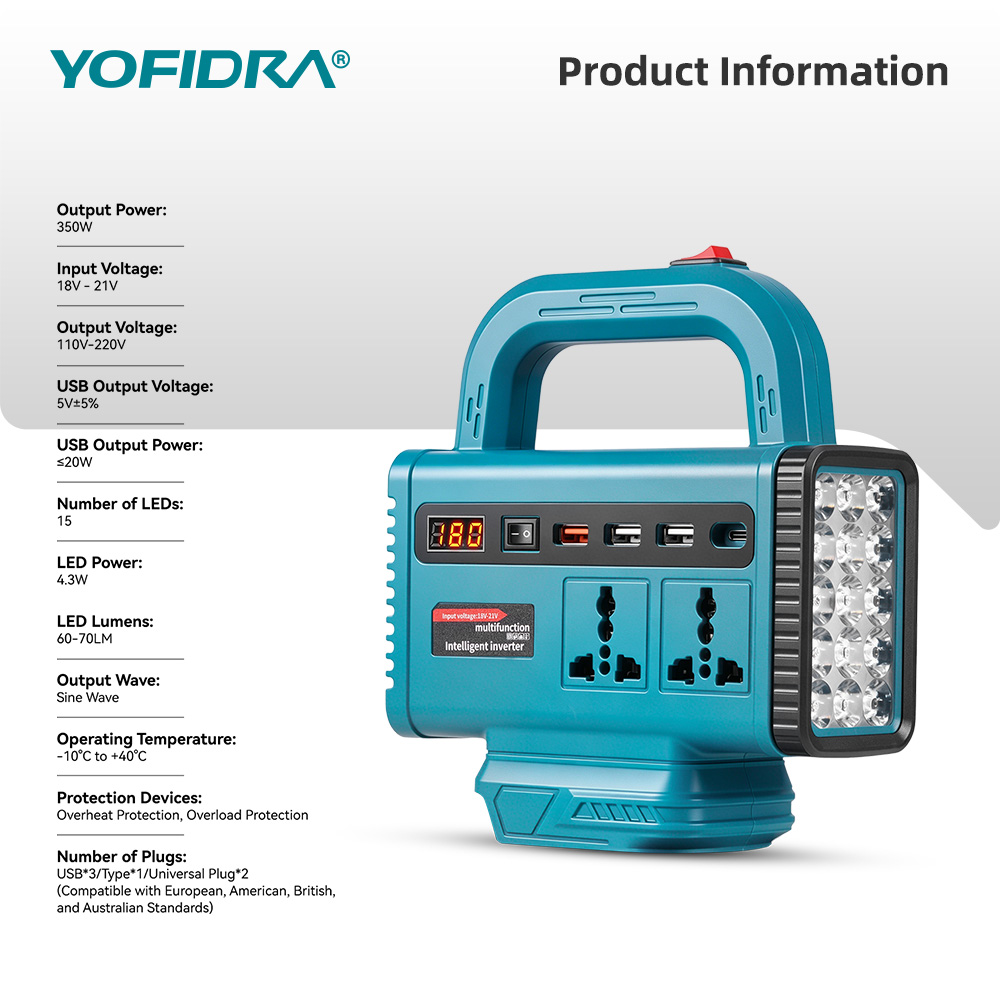 YOFIDRA 220V Portable Power In - Outdoor Lighting Battery Operated recension och pris