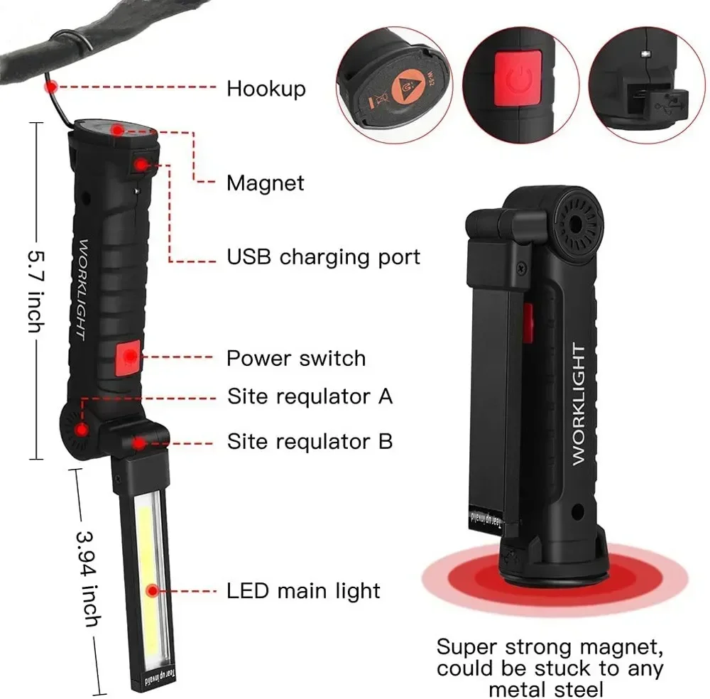 LED COB Flashlight USB Recharg - Outdoor Lighting Beacon recension och pris