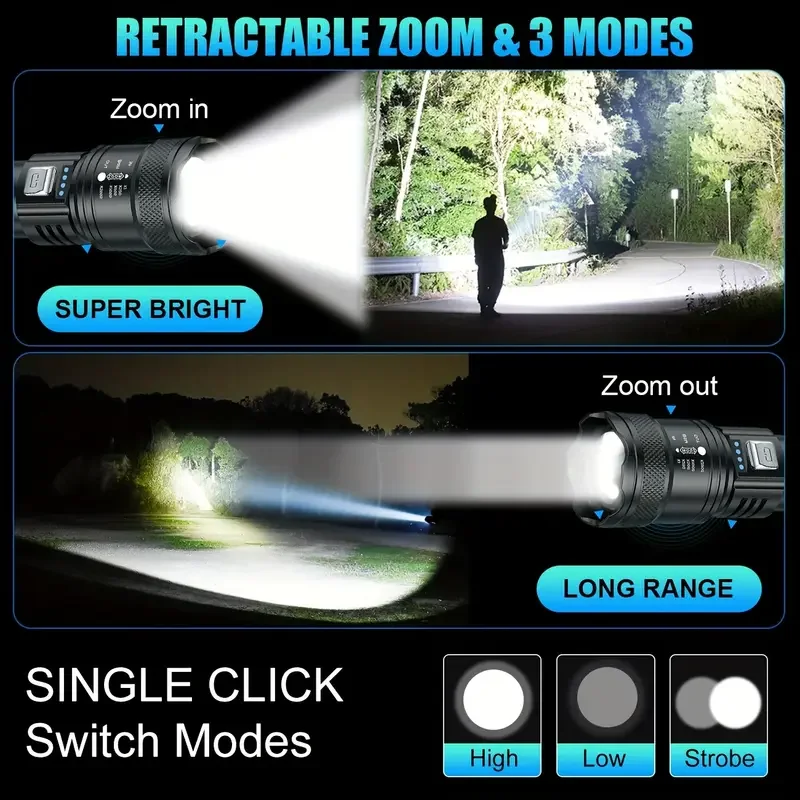 Tactical LED Flashlight 2000LM - Outdoor Lighting Beacon recension och pris