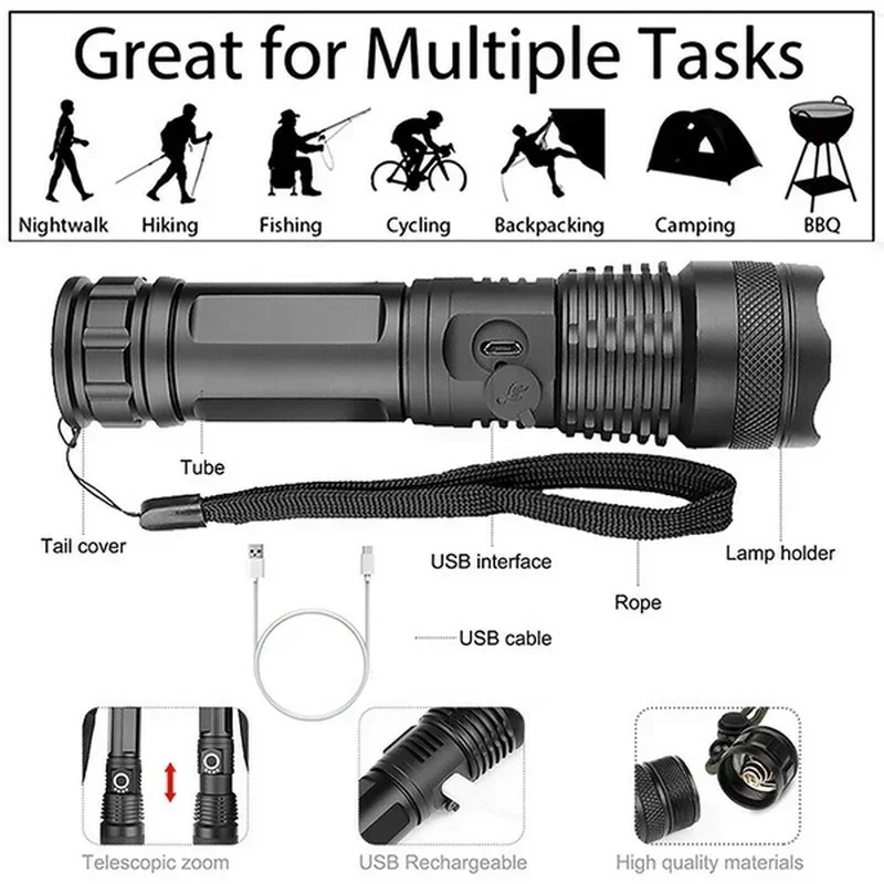 High Power XHP70 Led Flashligh - Outdoor Lighting Nearby recension och pris